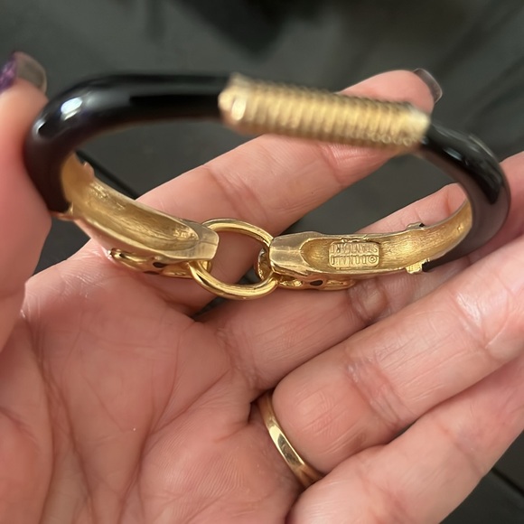 Ultra Rare DONALD STANNARD Gold/Black Enameled Leopard Bracelet Vintage - Picture 8 of 12